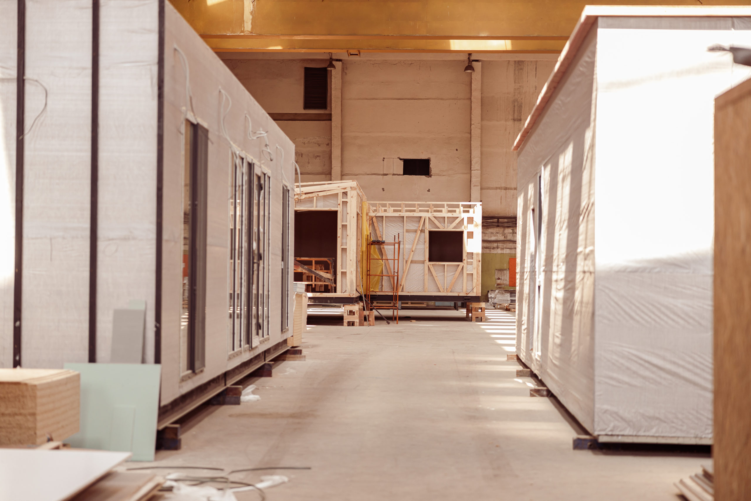 Prefabricated houses in building under construction